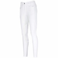 Pikeur Ladies Laure Grip Full Seat Breeches. White. Front view.